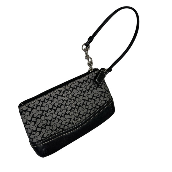 Coach Signature Black/ Gray Logo Canvas Leather Purse Y2K w/Sm Coin Purse - Picture 3 of 16